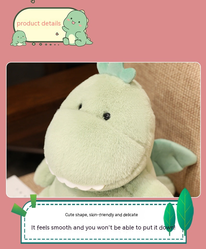 Cute Green Dinosaur Plush Toys Set with Wings & Crown Design