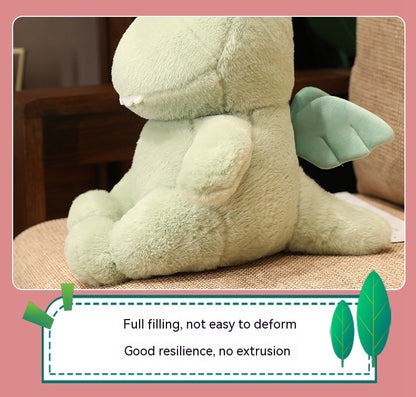 Cute Green Dinosaur Plush Toys Set with Wings & Crown Design