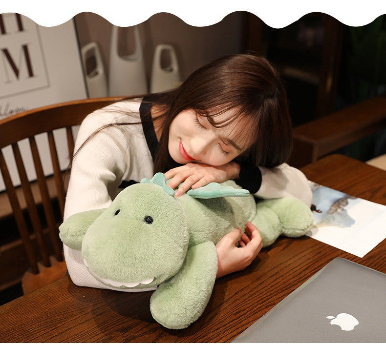 Cute Green Dinosaur Plush Toys Set with Wings & Crown Design