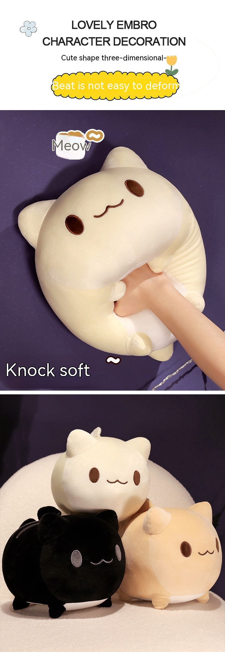 Round and Large Cute Stuffed Cat Toy