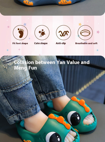 Big-Eye Dinosaur Rubber Slipper Slides for Kids – Cute & Non-Slip