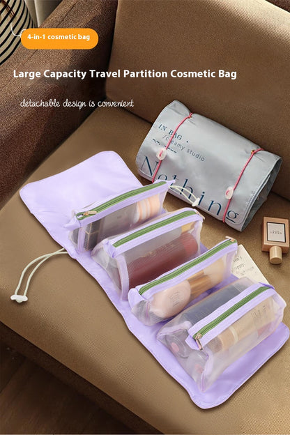 Portable Folding Travel Cosmetic Bag with Multi-Pocket Washbag Design