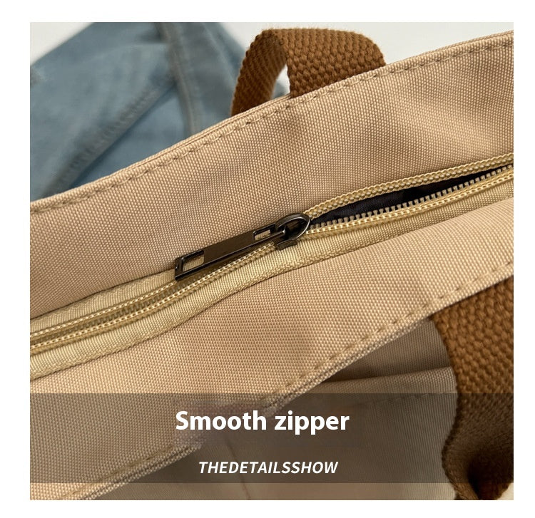 Crossbody Tote Bag Styled in Black, White & Khaki | Women's Nylon Tote Bag