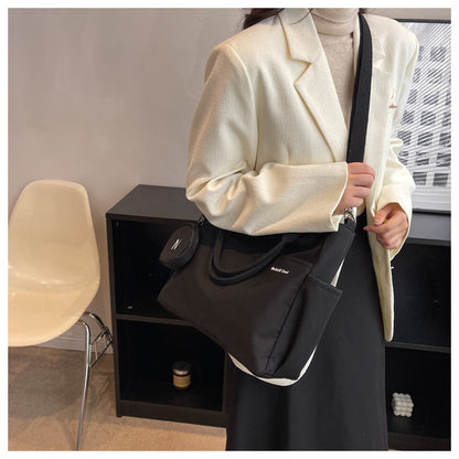 Crossbody Tote Bag Styled in Black, White & Khaki | Women's Nylon Tote Bag