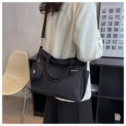 Crossbody Tote Bag Styled in Black, White & Khaki | Women's Nylon Tote Bag