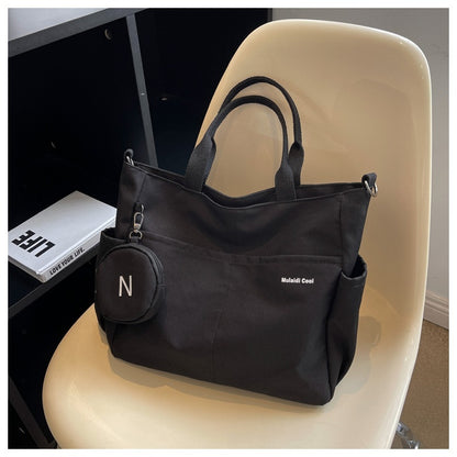 Crossbody Tote Bag Styled in Black, White & Khaki | Women's Nylon Tote Bag