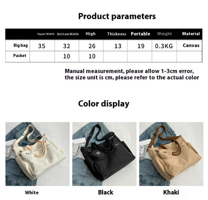 Crossbody Tote Bag Styled in Black, White & Khaki | Women's Nylon Tote Bag