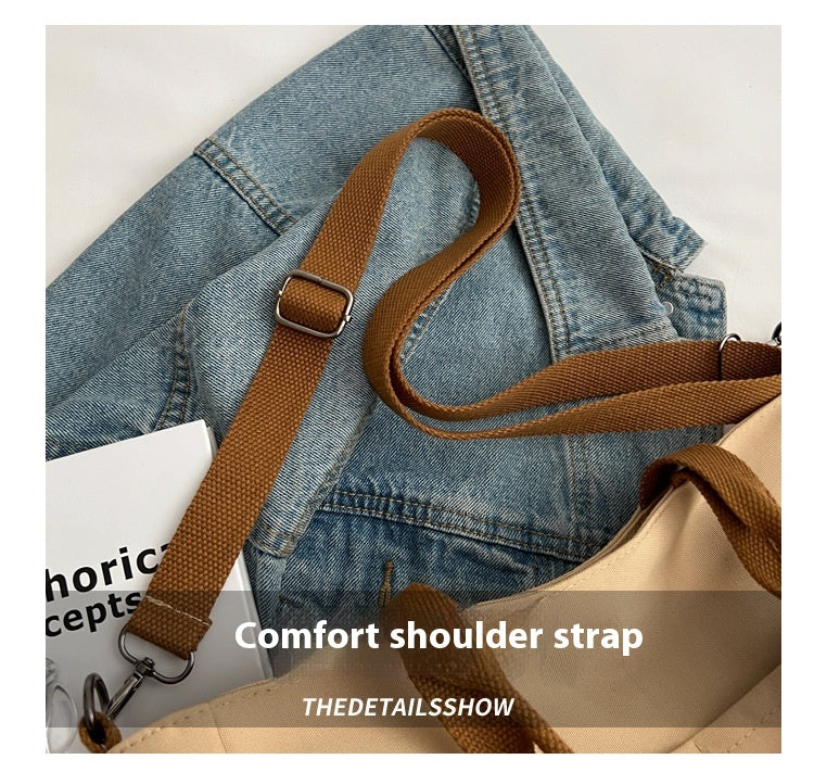 Crossbody Tote Bag Styled in Black, White & Khaki | Women's Nylon Tote Bag