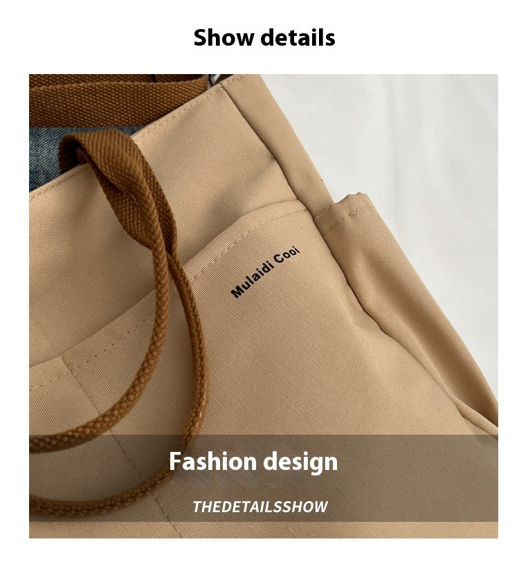 Crossbody Tote Bag Styled in Black, White & Khaki | Women's Nylon Tote Bag