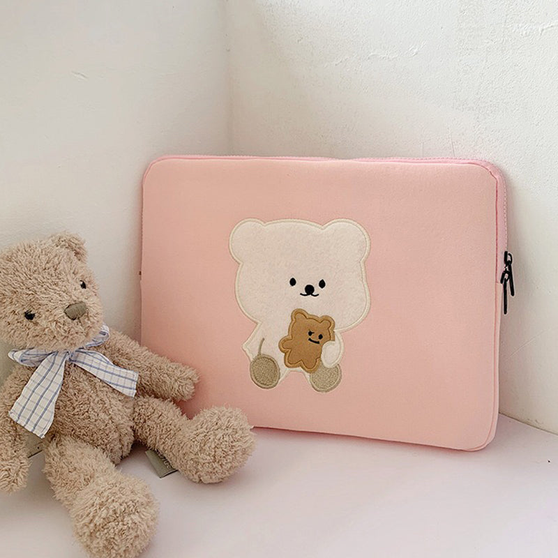 Pink Bear-Themed 11/13 Inch Cute Laptop Sleeve with Zipper