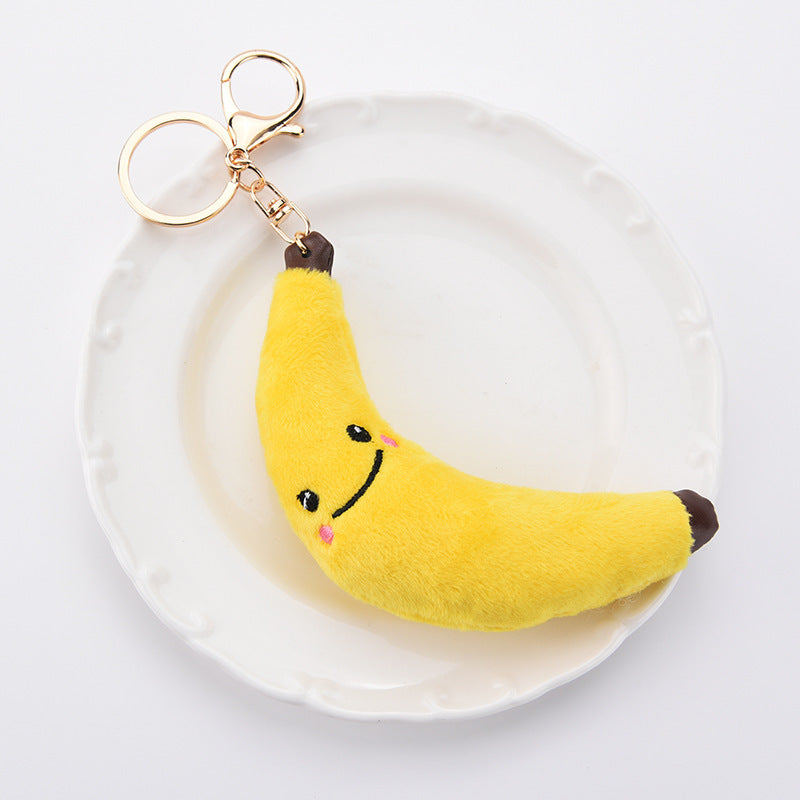 Cute Fruit Plush Keychains with Smiling Faces & Bright Colors