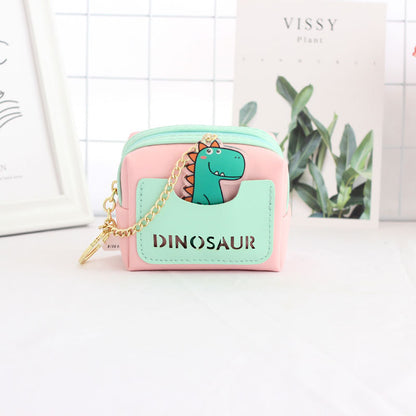 Colorful Dinosaur Chain Zipper Coin Purse – Cute Square Design