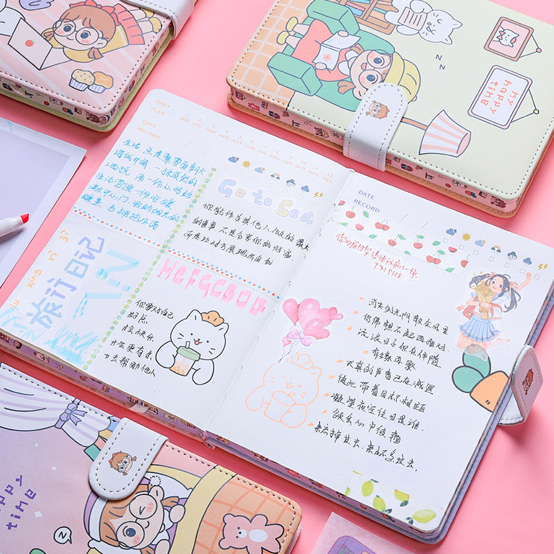 Cute Pastel Diary with Adorable Cartoon Designs