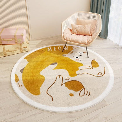 Cute Round Rugs With Animal Print for Kids Room (Rabbit, Bear, Lion & Cat Design)