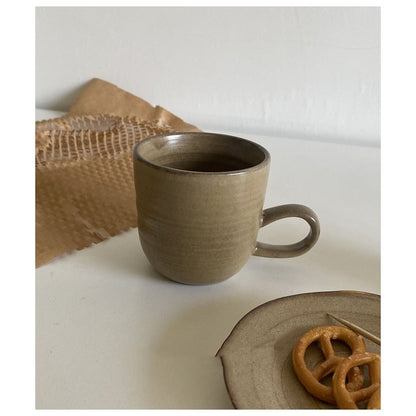 Vintage Porcelain Espresso Cups with Earthy Tones and Textured Design