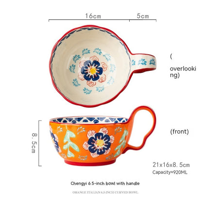 Hand-Painted Floral Ceramic Tea Cups – Colorful and Artistic Design