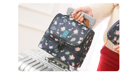 Large Floral and Tropical Print Nylon Zipper Washbag for Travel