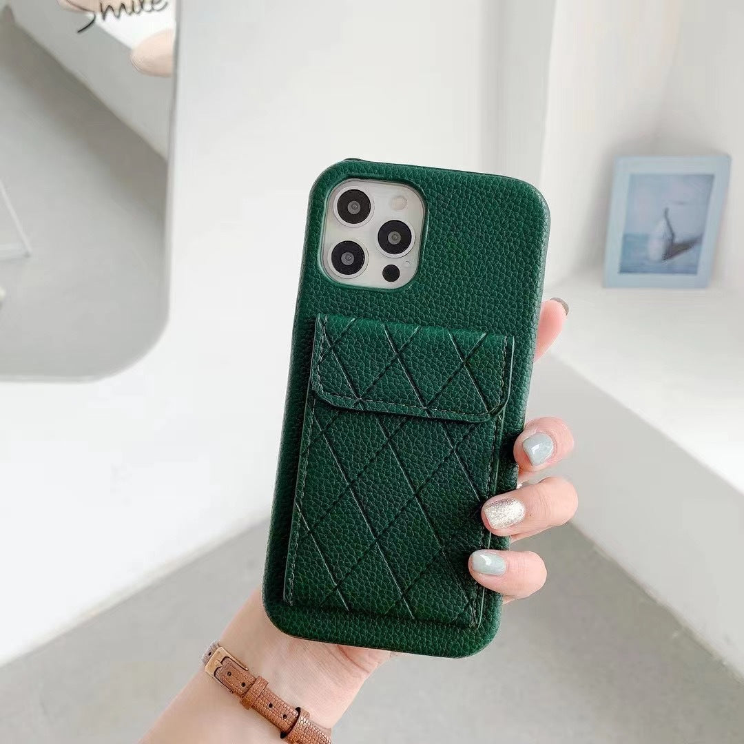 Diagonal Patterned Leather Wallet Phone Case