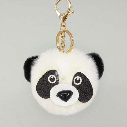 Plush Fur Ball Panda Keychain