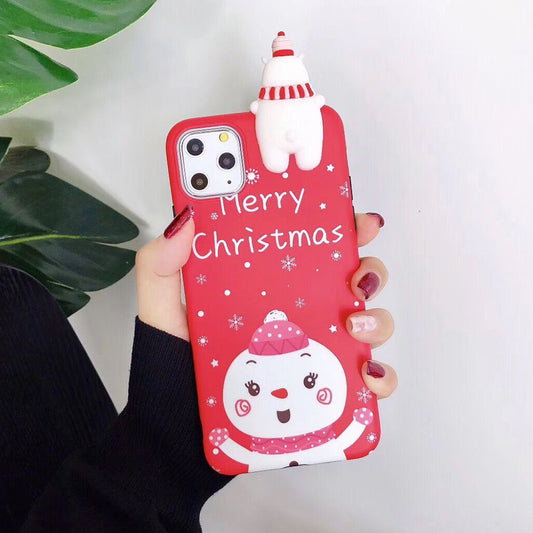 3D Merry Christmas Silicone Phone Case – Cute Holiday Design for iPhone