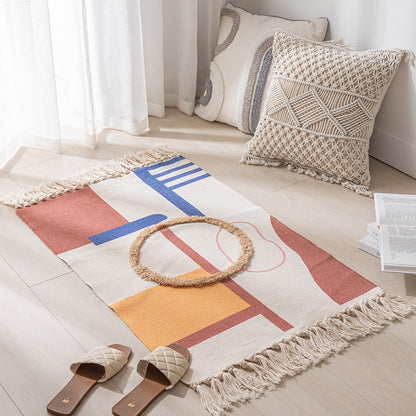 Minimalist Cotton Rectangular Small Rugs with Modern Patterns