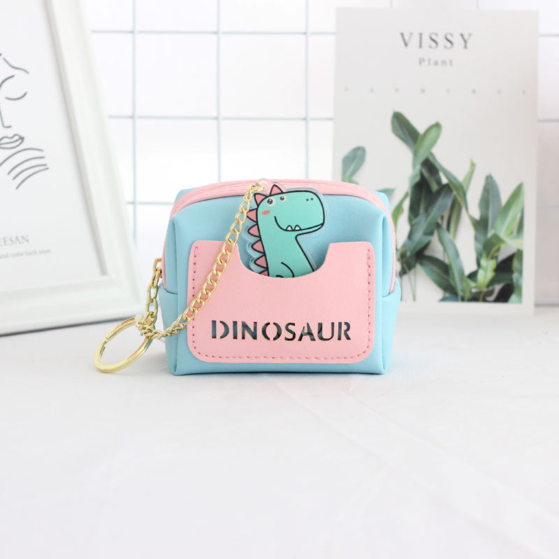 Colorful Dinosaur Chain Zipper Coin Purse – Cute Square Design