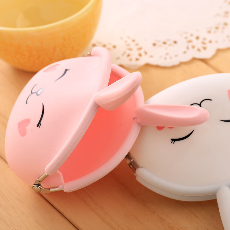 Cute Rabbit Silicone Coin Purse with Heart Cheeks Design