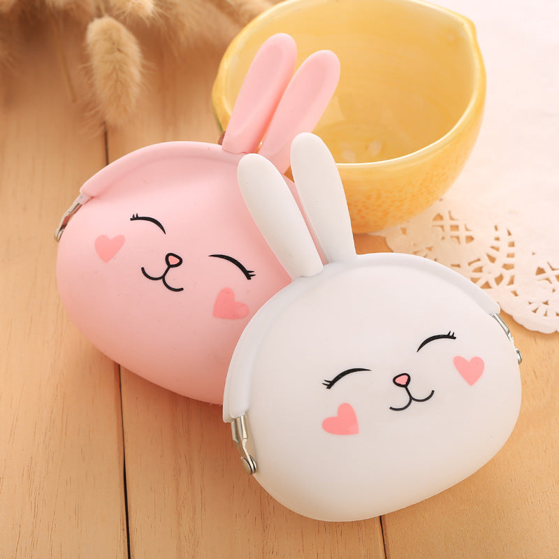 Cute Rabbit Silicone Coin Purse with Heart Cheeks Design