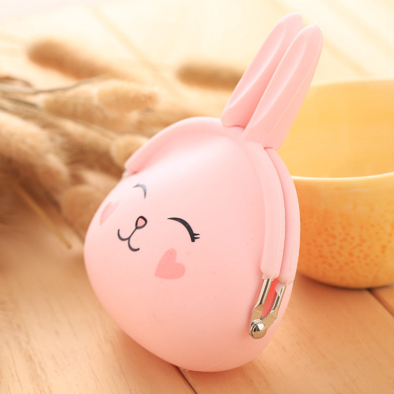 Cute Rabbit Silicone Coin Purse with Heart Cheeks Design