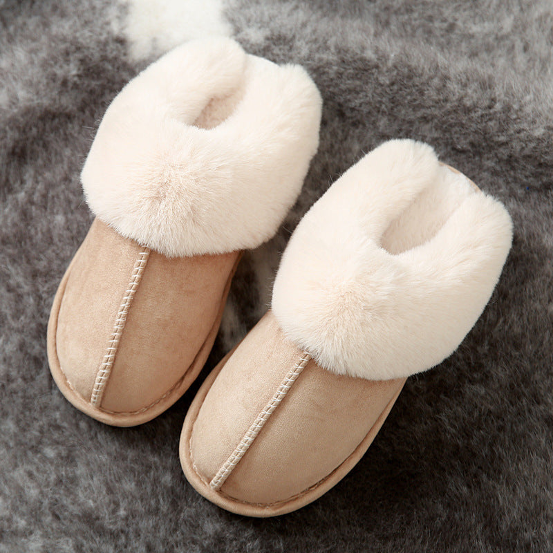 Faux Fur Trimmed Plush Winter Slippers – Unisex, Closed Toe Slippers