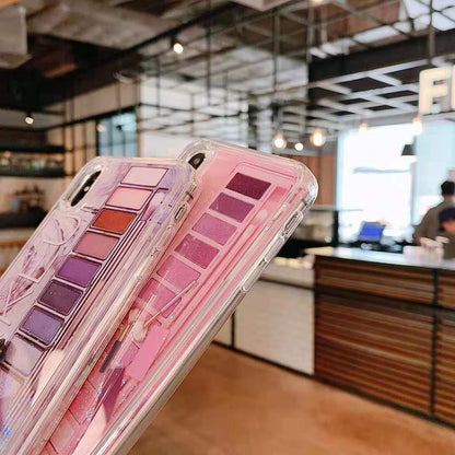 Cute Clear Korean Makeup Palette Phone Case in Pink & Purple Color