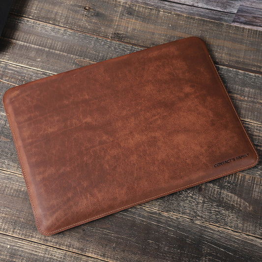 Vintage Brown Leather Laptop Sleeve for 13-Inch MacBook Pro/Air