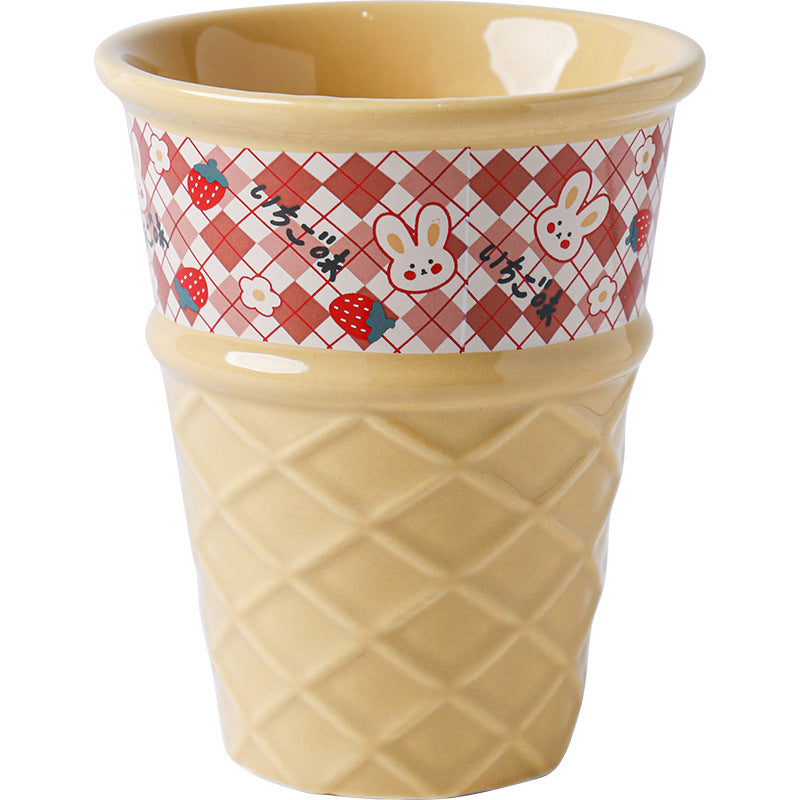 Creative Ceramic Ice Cream Cone Mugs with Animal Designs