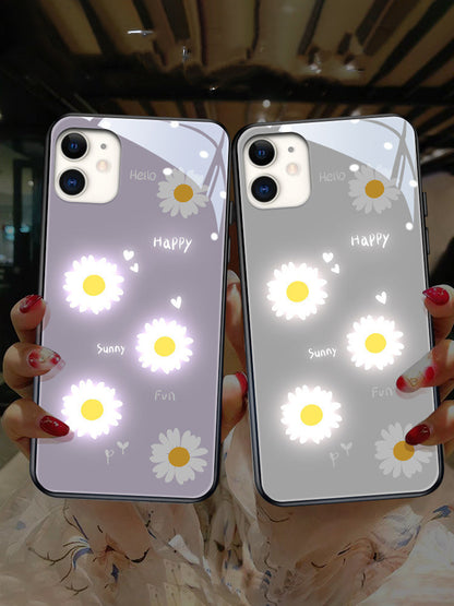 Glossy Luminous TPU Phone Case with Daisies & Avocado Design