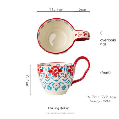 Hand-Painted Floral Ceramic Tea Cups – Colorful and Artistic Design