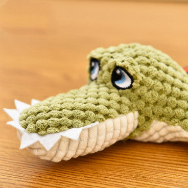 Chewable Squeaky Crocodile Plush Toy with Textured Body for Dogs