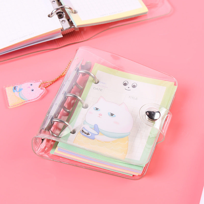 Transparent Spiral Mini Notebook with Cute Cartoon Designs