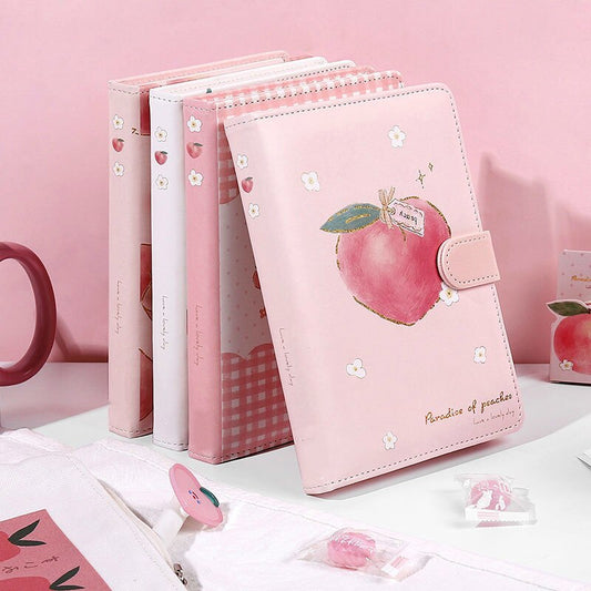 Cute A5 Pink Journal with Peach Prints and Magnetic Closure