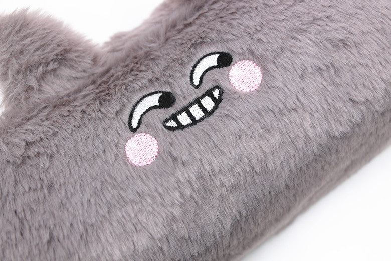 Cute Plush Rabbit & Bear Cartoon Pencil Case with Soft Fur Design