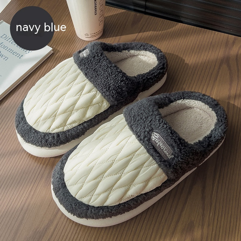 Stylish Warm, Non-Slip, Closed Toe Quilted Plush Home Slippers for Men