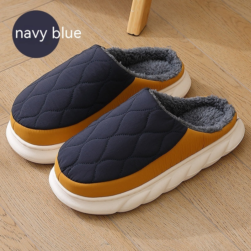 Stylish Warm, Non-Slip, Closed Toe Quilted Plush Home Slippers for Men