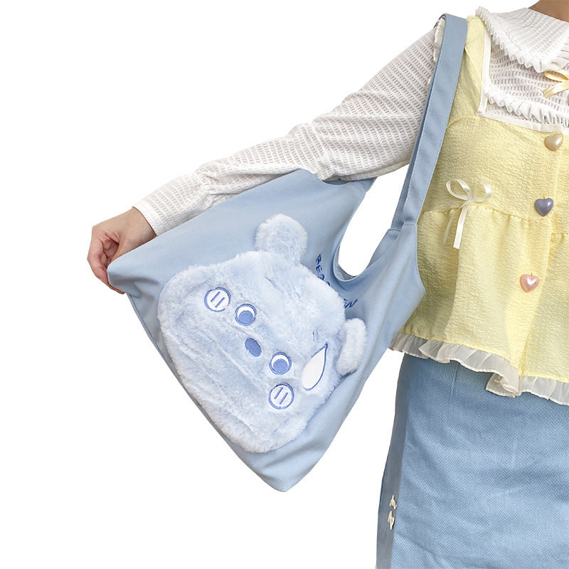 Cute Teddy Bear Tote Bag | Mommy's Blue & Pink Tote Bag