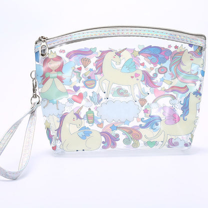 Small Waterproof Alpaca & Unicorn Cosmetic Bag with Transparent Design