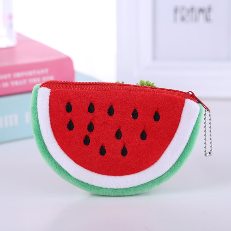 Colorful Plush Fruit-Shaped Watermelon Coin Purse