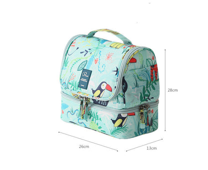 Large Floral and Tropical Print Nylon Zipper Washbag for Travel