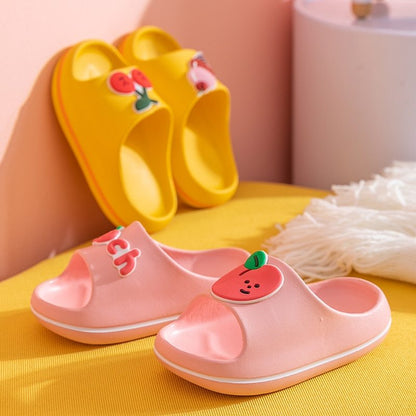 Soft Non-Slip Kids Slippers – Cute Fruit & Dino Rubber Slides