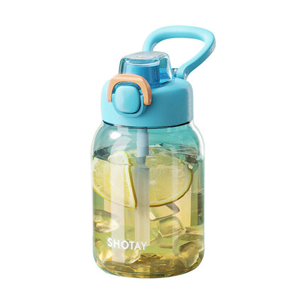 Simple Modern Transparent Flip-Top Plastic Water Bottle with Straw - 4 Colors