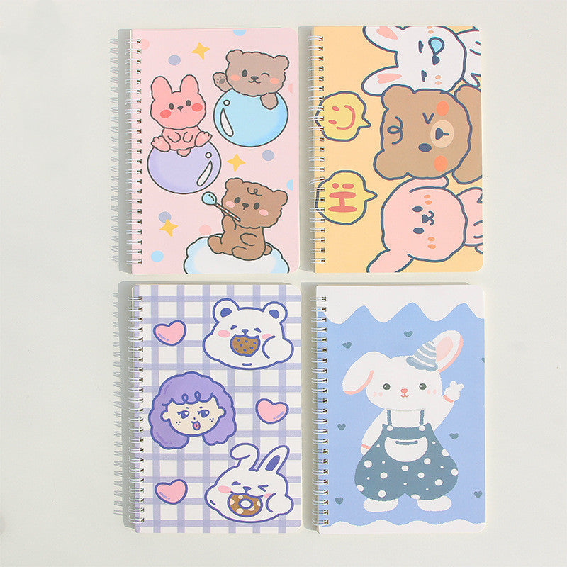 Colorful Korean Spiral Notebooks with Cute Animal & Flower Designs