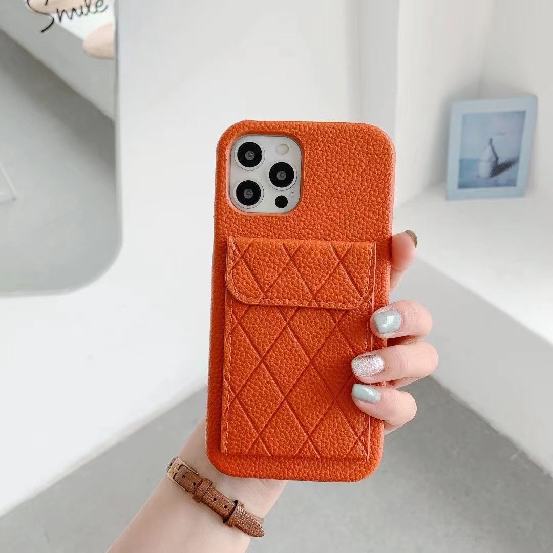 Diagonal Patterned Leather Wallet Phone Case