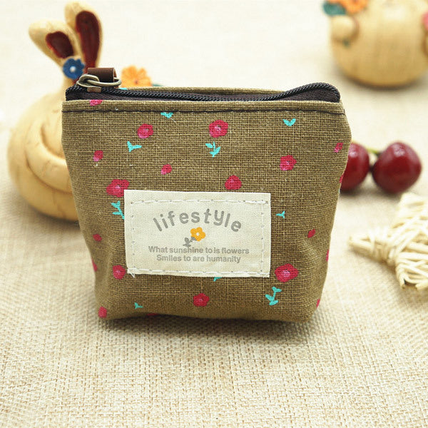 Small Japanese Style Floral Cloth Cute Coin Purse Zipper Pouch